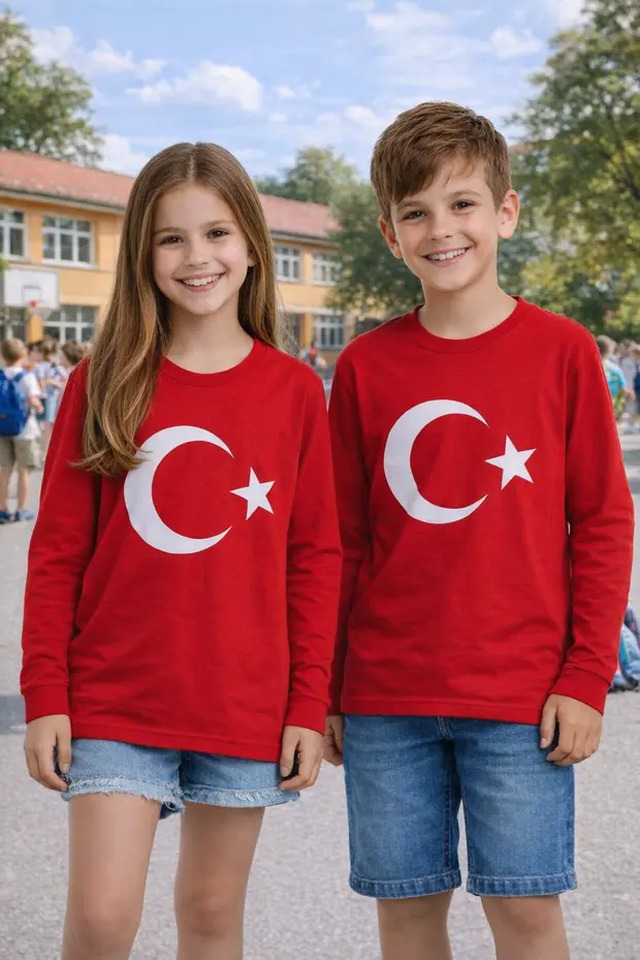 Ay Yıldız Tişört Uzun Kollu
